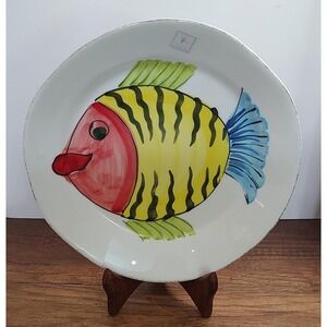 Vintage  La Ceramica 11" Colorful Hand Painted Fish Plate Made In Italy